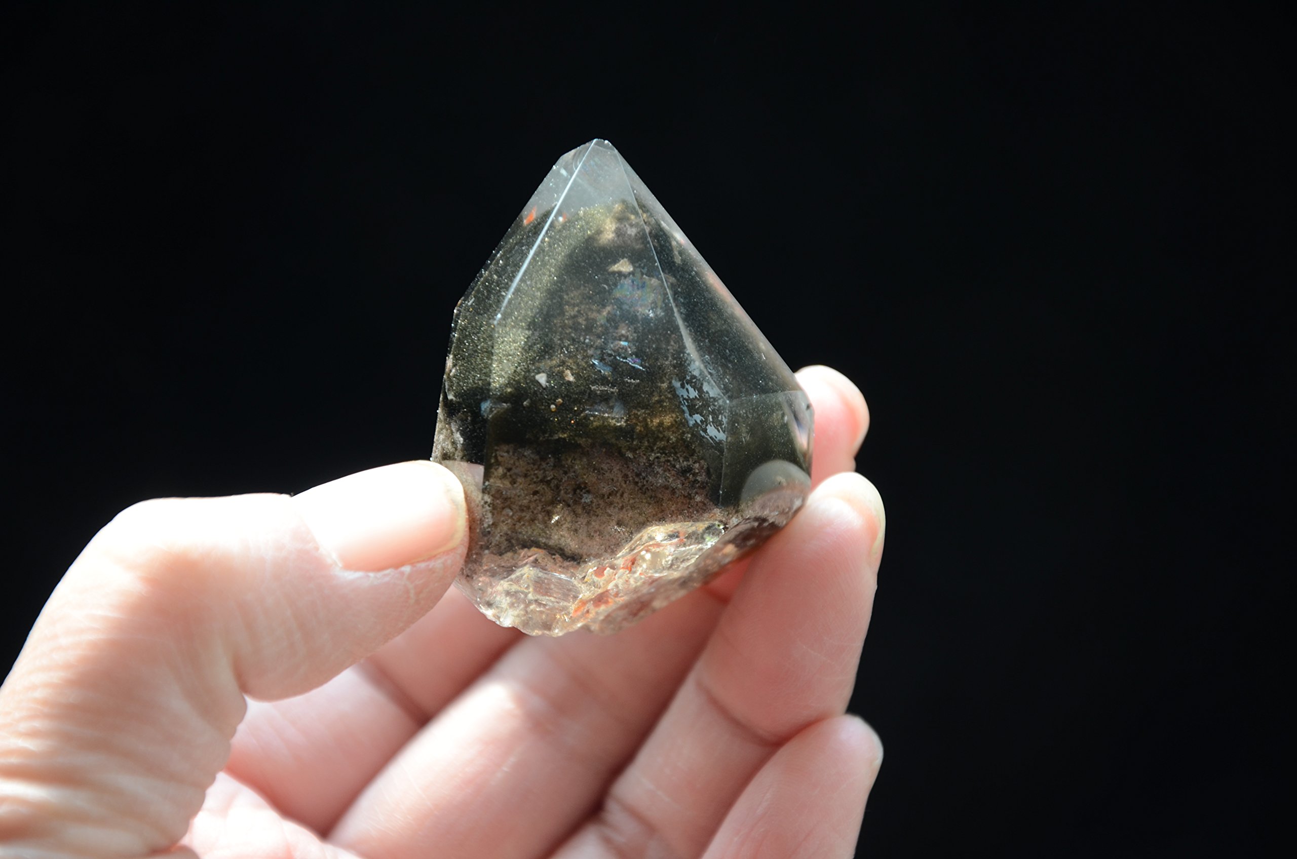 Real Tibet Himalayan High Altitude Clear 6 Sided Single Terminated Crystal Point Quartz Bacchetta da 1,77 Pollici con Fantasmi Verdi Spirituale Crystal Specimen