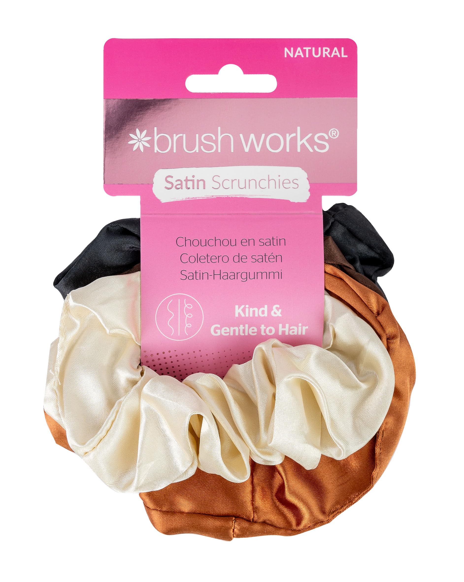 Brushworks Nude Satin Scrunchies