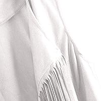 Vista 5 de Chaleco de ante con flecos estilo vaquero vintage para mujer, clásico, de cuero de ante, camisa de vaquero de los 70, sin mangas, con borlas