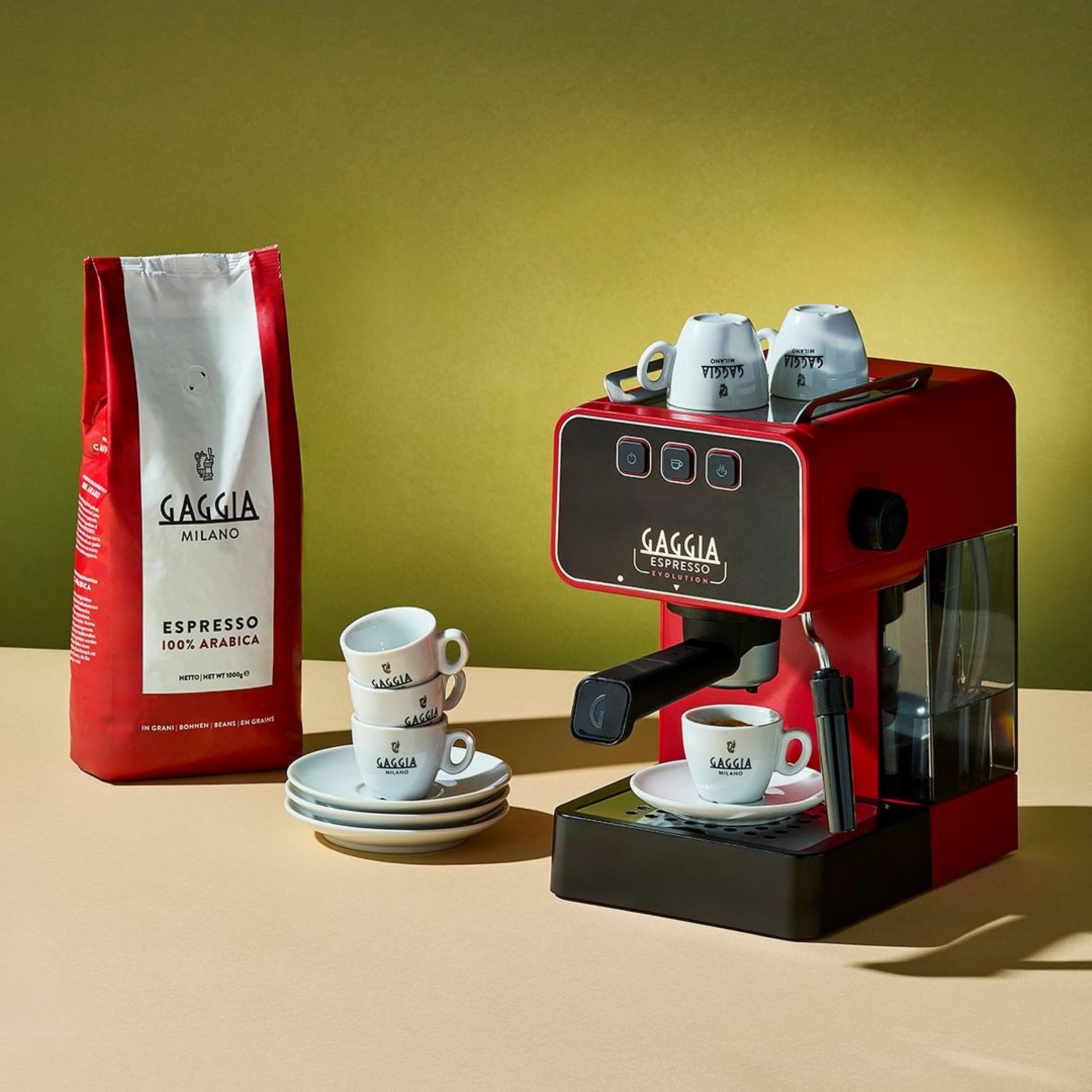 Gaggia Espresso Evolution Red | PID Kesseltemperaturregler | Kaffeemaschine Made in Italy | Automatische Vorbrühautomatik | Siebträger 53 mm | Espressomaschine mit Pumpe | Amerikanisch