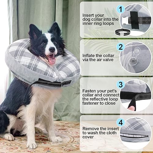 Miniatura 5 de BEAUTYZOO Collar de cono inflable para perros pequeños medianos y grandes collares electrónicos suaves de recuperación de mascotas alternativa