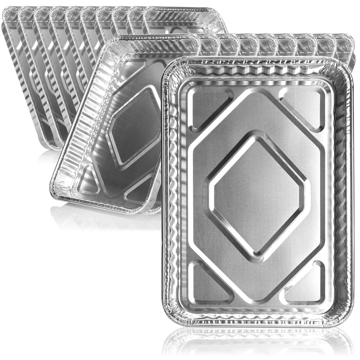 COM-FOUR® 20x blacha do grillowania, jednorazowe blachy aluminiowe, aluminiowa patelnia grillowa do grillowania, gotowania i pieczenia, ociekacz do piekarnika, grilla i BBQ (20 sztuk - 32 x 23 x 4 cm)