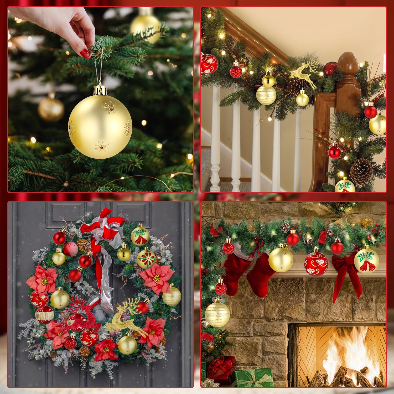 SOBEAU 40 Pièces Boules De Noël Or - Kit Décoration Sapin Avec 12 Styles Différents Et Fil De Suspension