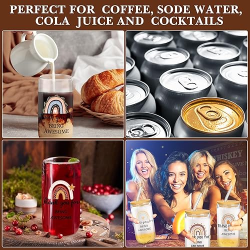 Miniatura 4 de Juego de 12 vasos de vidrio de agradecimiento para empleados, regalos de agradecimiento para compañeros de trabajo, vasos de vidrio de 16 onzas con