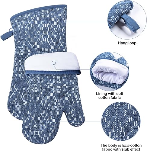 Miniatura 21 de Juego de 5 manoplas para horno y agarraderas con delantal de cocina, guantes de cocina resistentes al calor y agarraderas antideslizantes de