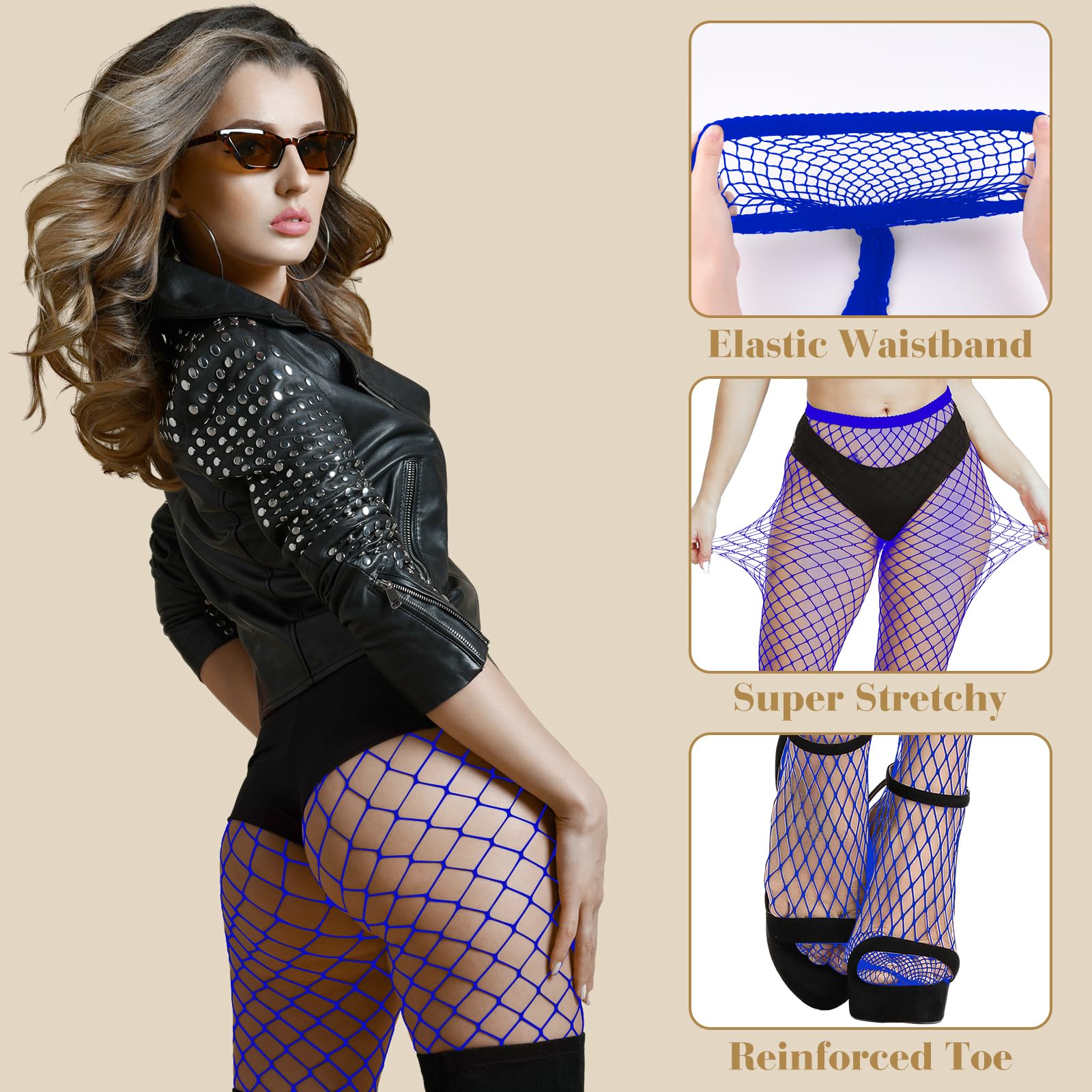 PLULON Fishnet Stocking for Women High Waist Tights Women Fishnet Tights Neon Fishnets Pantyhose Stockings: One Size Blue, Green, Orange 3