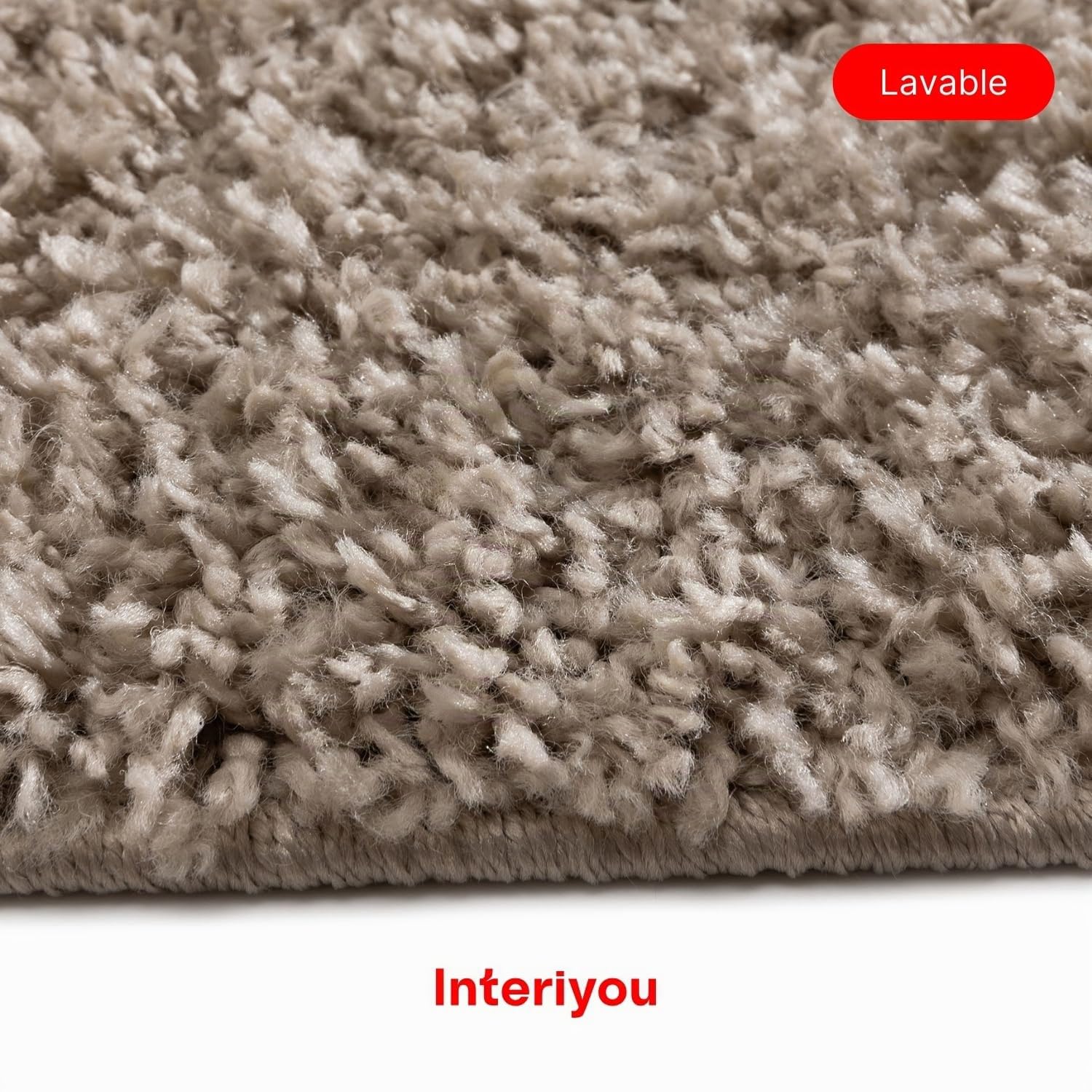Interiyou Alfombra Pelo Largo Sofia - 60x120 cm Beige - Esponjosa y Lisa - Lavable y Antideslizante - Textura Larga Suave