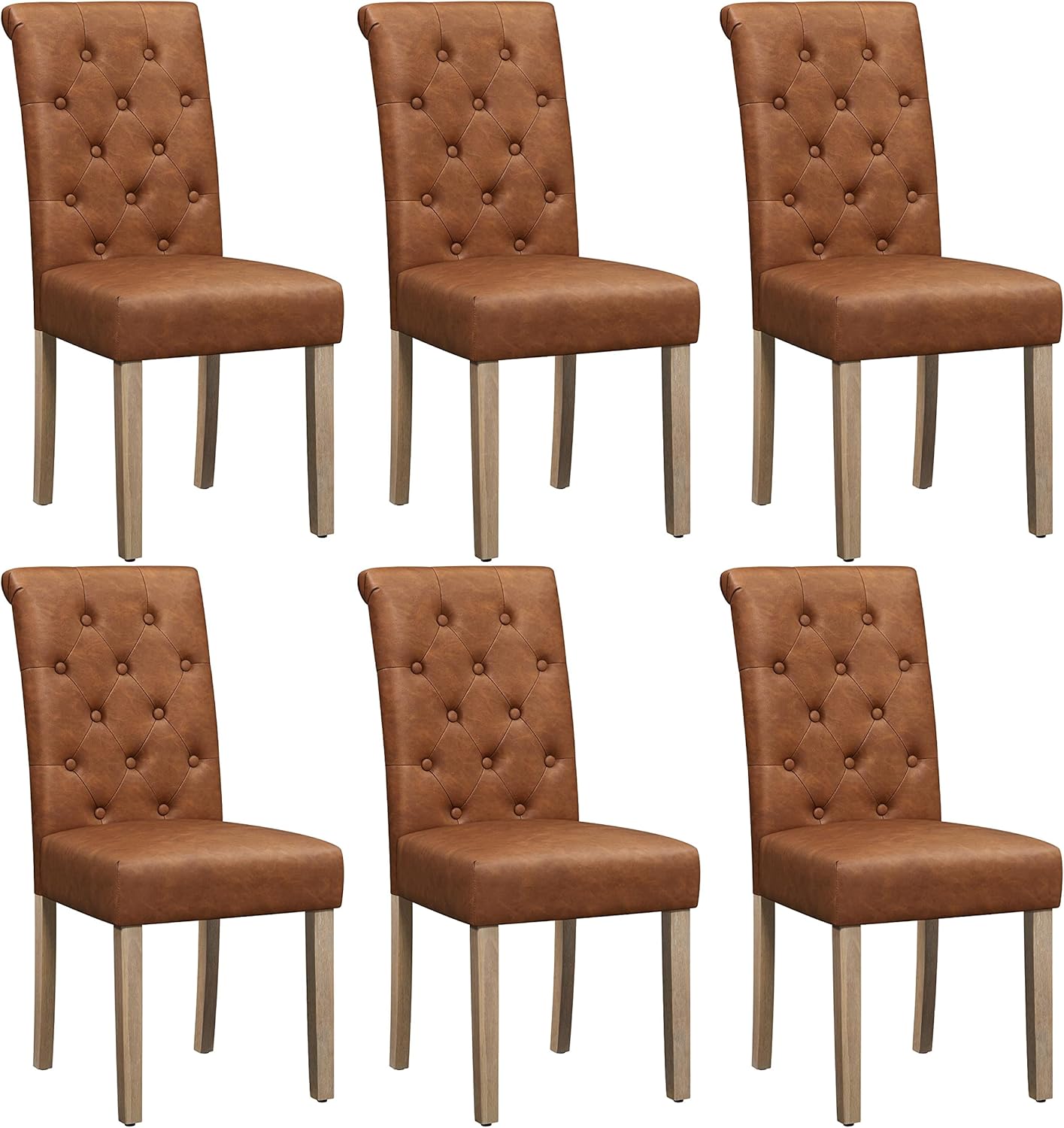 Yaheetech Upholstered Parsons Dining Chairs Set of 6, Faux