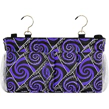 Black and Purple Spiral Geometric Print Bedside Caddy Hanging Bed Organizer Storage Bag for Headboards Bunk Beds Dorm Rooms Organizer Caddy organizador para mesa de noche