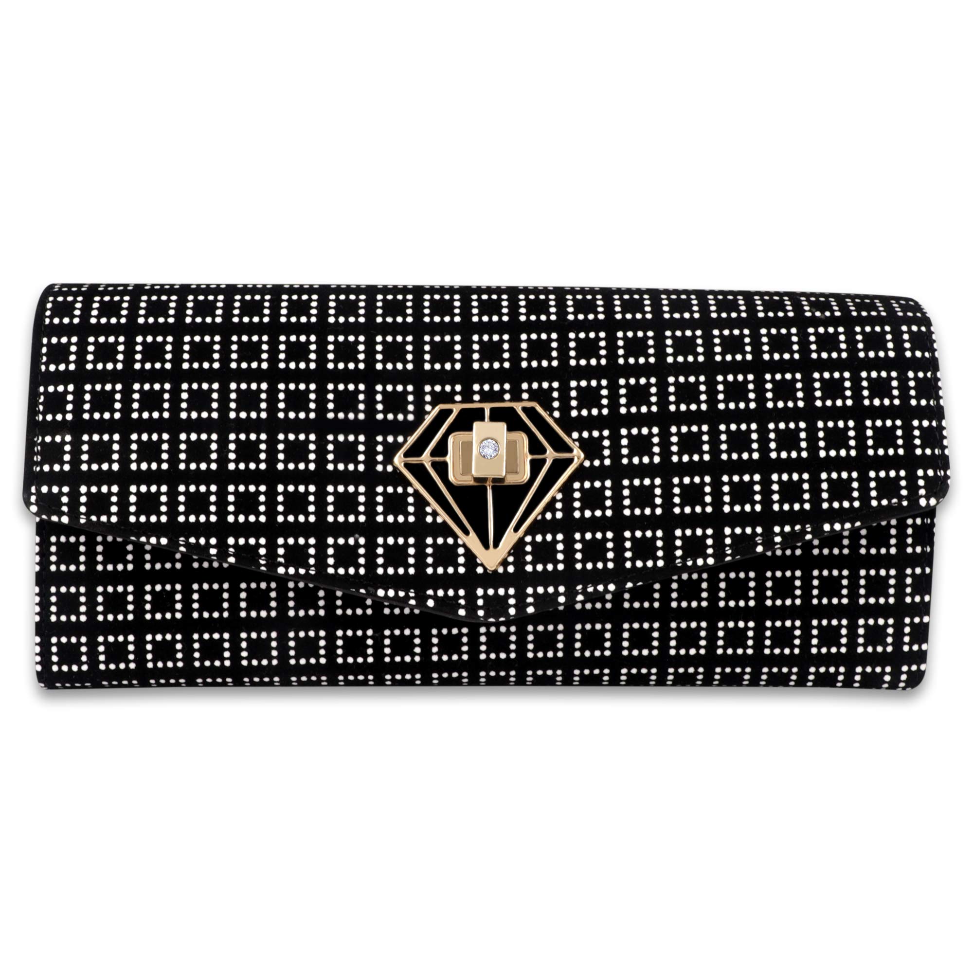 alsu Women's Black White Hand Clutch wallet with phone pocket cards slots_gdu-010bw-picture-41
