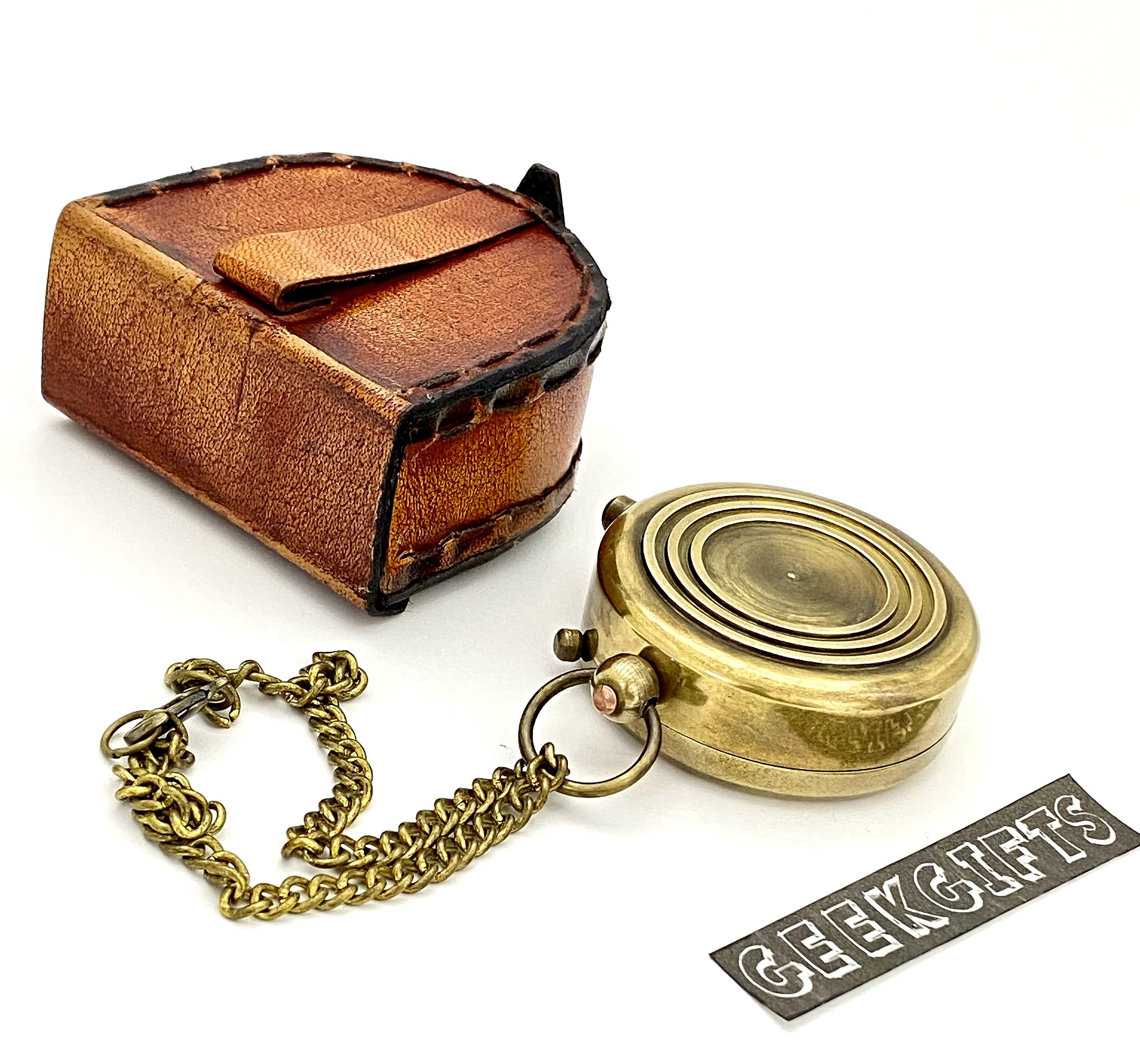 Brújula de bolsillo – Brújula de latón – Brújula grabada – Not All Wander are Lost – Regalo retro steampunk, brújula náutica con caja de cuero