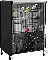 MIEUXLLEY Universal Bird Cage Cover Black 31.5x21x47in - Waterproof 420D Oxford Cloth, 99% UV Block, Zippers & Mesh Net for Birds