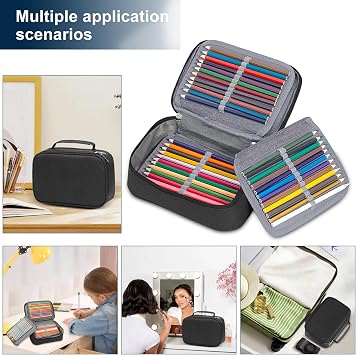 Large Pencil Case,72 Slots Multi-Functional Large Capacity Pens Case(Black) | Multi-Layer Detachable Pen Bag, Cationic Material Hard-wearing and Durable, Pencil Cases for School Office Art Craft