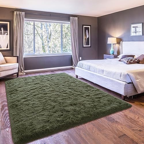 Miniatura 6 de Alfombra peluda para dormitorio, alfombras esponjosas de 4 x 6 pies para cama de niñas y niños, alfombra de felpa con parte inferior antideslizante