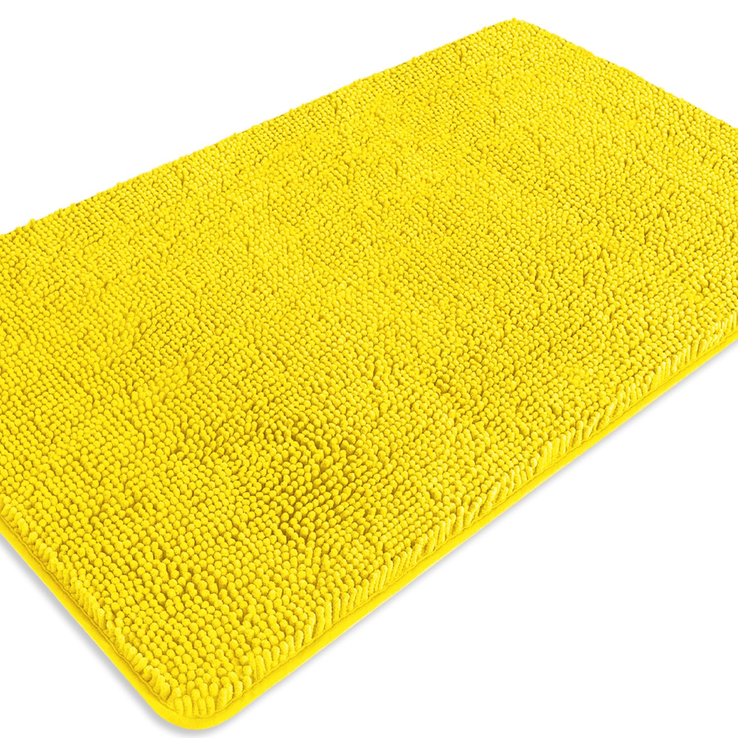 PureSwan Yellow Bathroom Rug – Absorbent and Washable Bath Mat, Non-Slip, Thick Soft Chenille Bath Rugs for Bathroom Floor, Shower, Sink - 26" x 44"