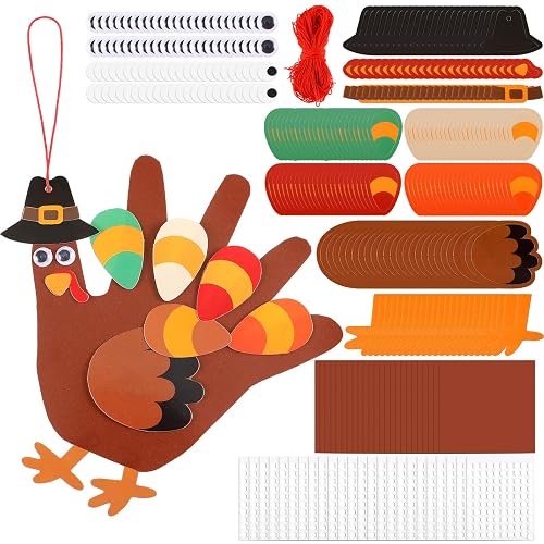 ShinyRelief 24 Sets Thanksgiving Craft Kit Fall Handprint Turkey Making