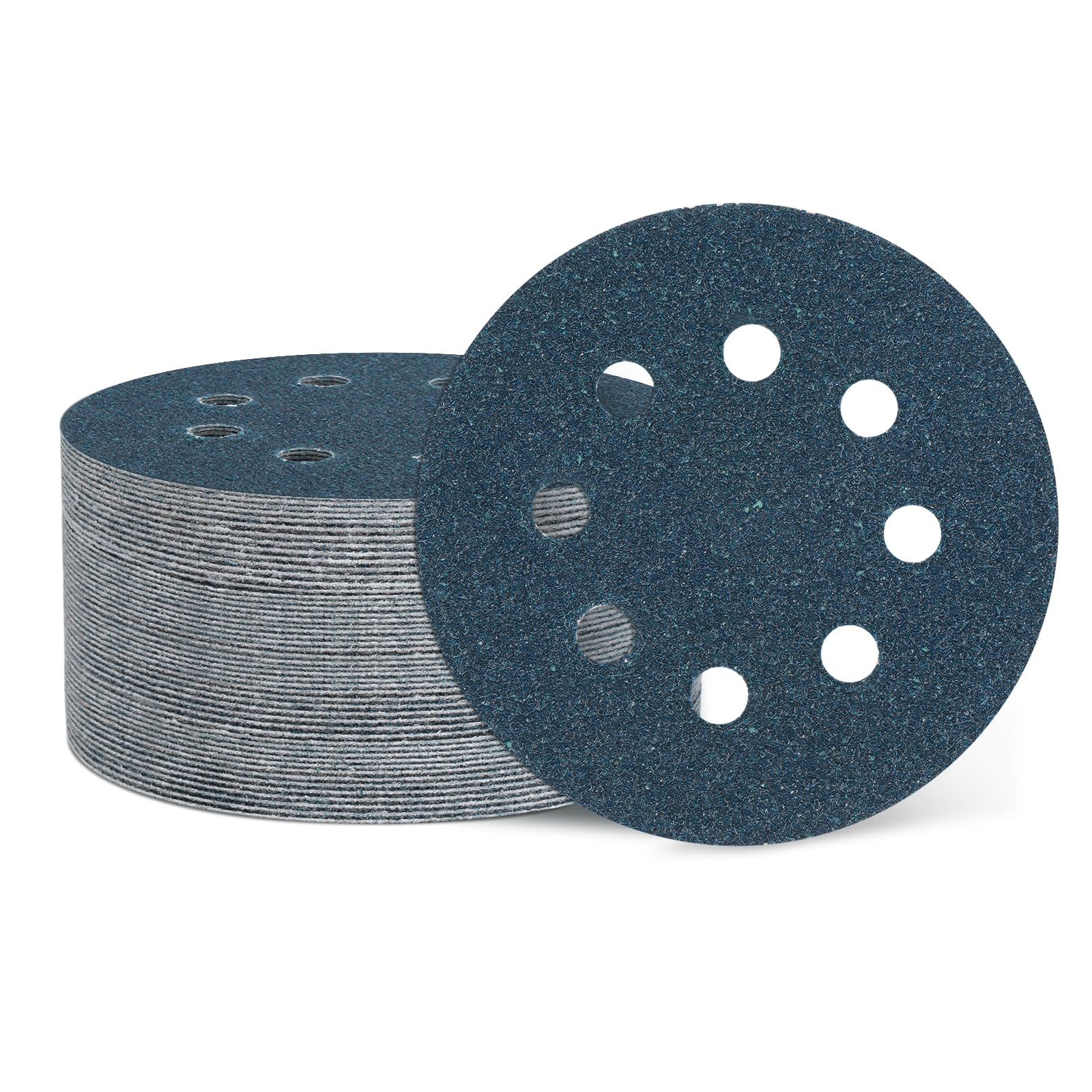sourcing map 50 Pcs 5 Inch Sanding Disc 8 Hole 40 Grit Blue Zirconia