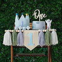 Vista 15 de Cartel para silla alta con temática de galletas One Sweet Boy para decoración de fiesta de primer cumpleaños con sombrero de cumpleaños