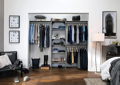 Miniatura 8 de ClosetMaid SuiteSymphony - Kit organizador de armario de madera con torre 3 barras para colgar estantes superiores ajustable se adapta a espacios de