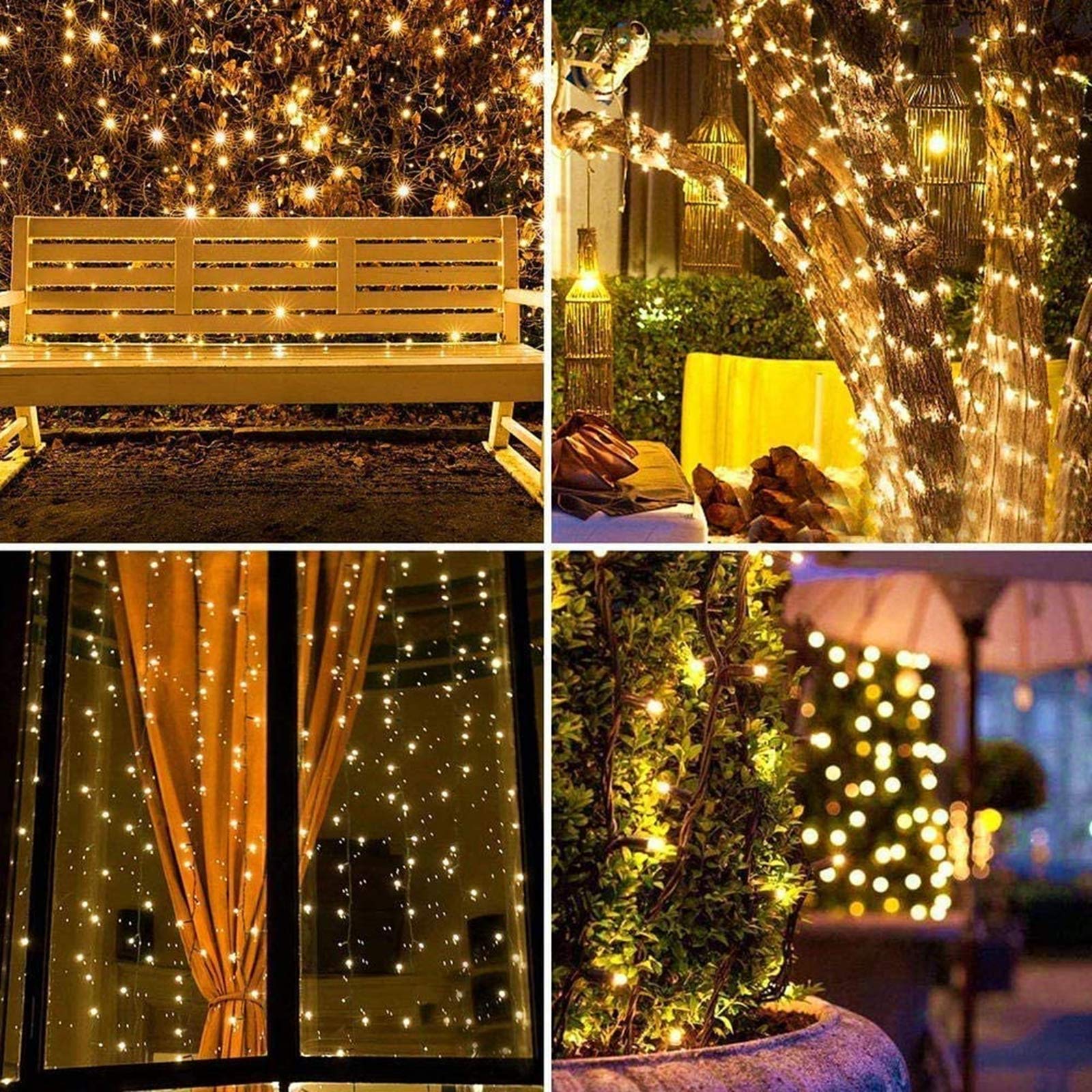 FANSIR Guirlande lumineuse solaire 500 LED d'extérieur étanche, 8 modes, décoration de jardin pour arbre, terrasse, jardin, maison, mariage, fête (blanc chaud)