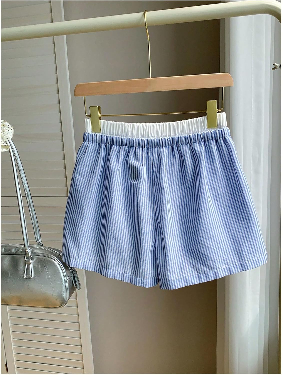 Girl's Striped Mini Shorts Bowknot Elastic Waist Wide Leg Summer Shorts with Pocket - Image 4