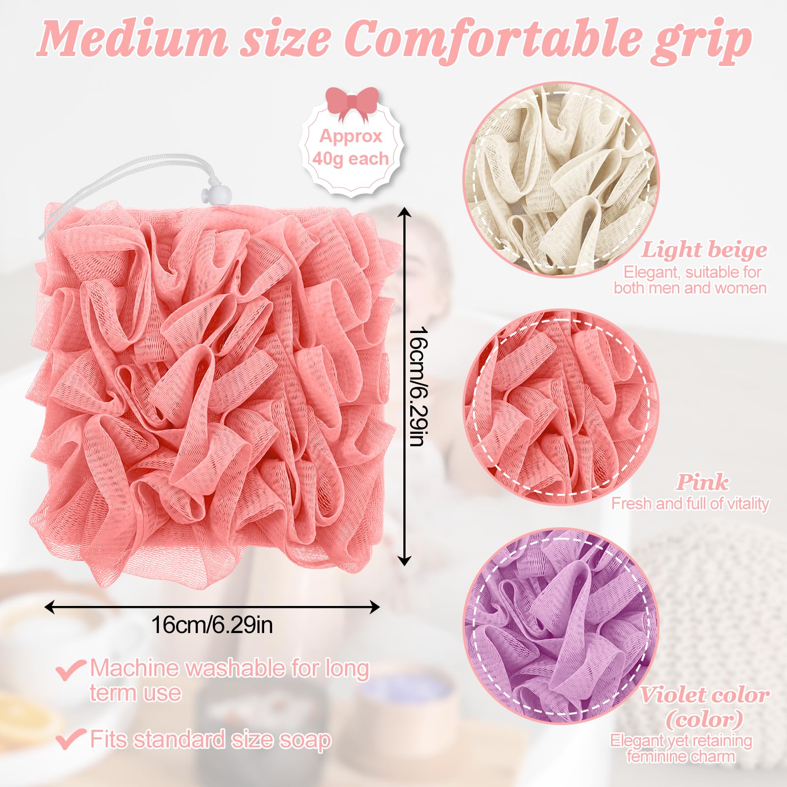 Qianyu 3 szt. Loofah Soap Bar 2 w 1 myjka złuszczająca siatka prysznicowa z kieszenią na mydło