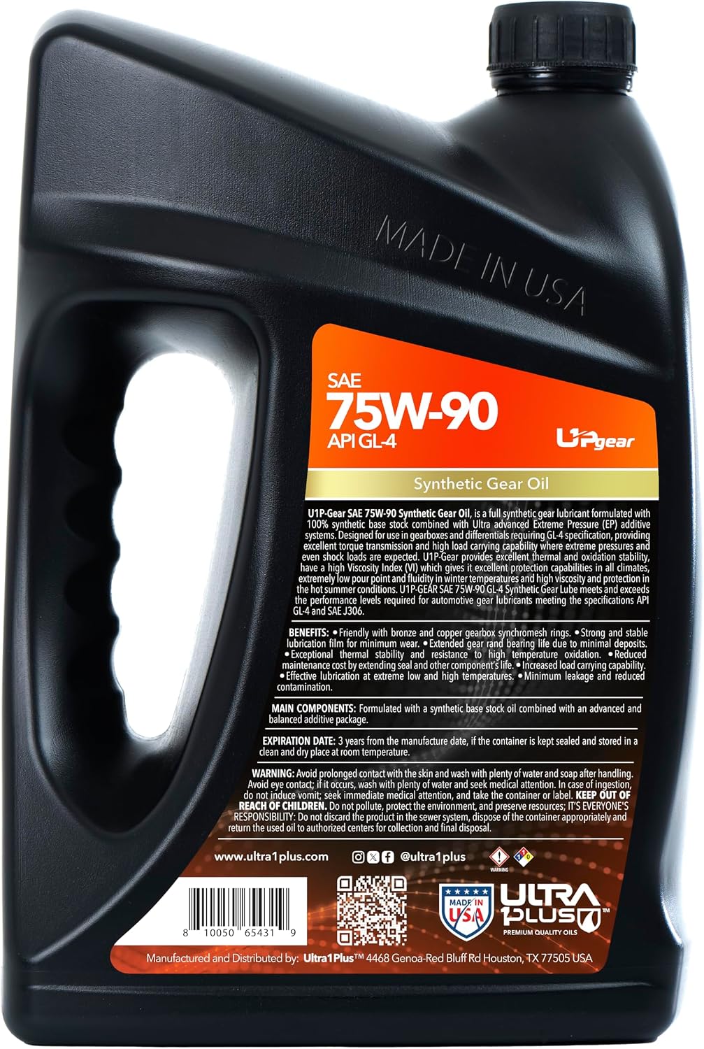 ULTRA 1PLUS SAE 75W-90 Synthetic Gear Oil API GL-4 - (1 US Gallon - 4 QTS)