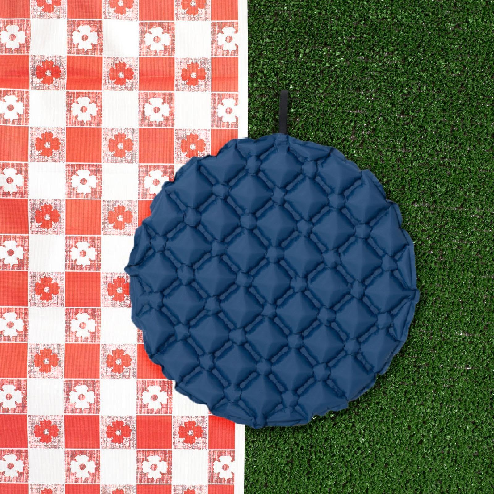 Menolana Inflatable Seat Cushion Sit Mat Pad Portable Office Chair Pad for Stadium Airplane Outdoor Sports Boating Picnics, Dark Blue