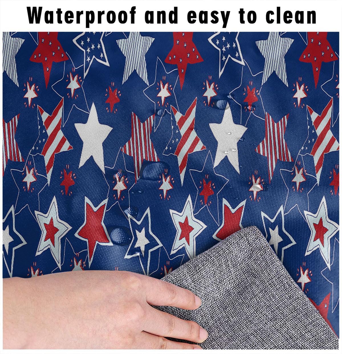 American Flag Elastic Fitted Rectangle Tablecloth, Patriotic Blue, 72x30 In, Fits 6ft Tables