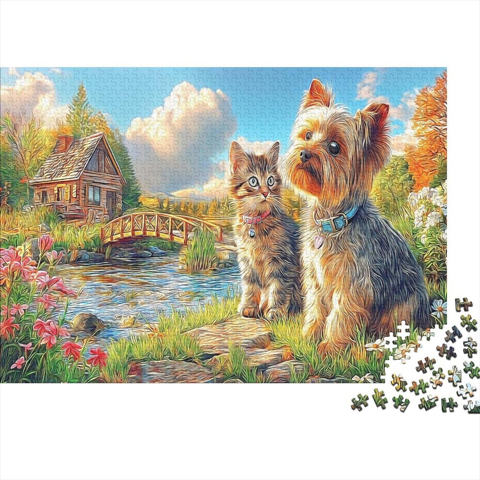 Rompecabezas de Yorkshire Terrier desafiante de 1000 piezas con gran tamaño de 70 x 50 cm 8