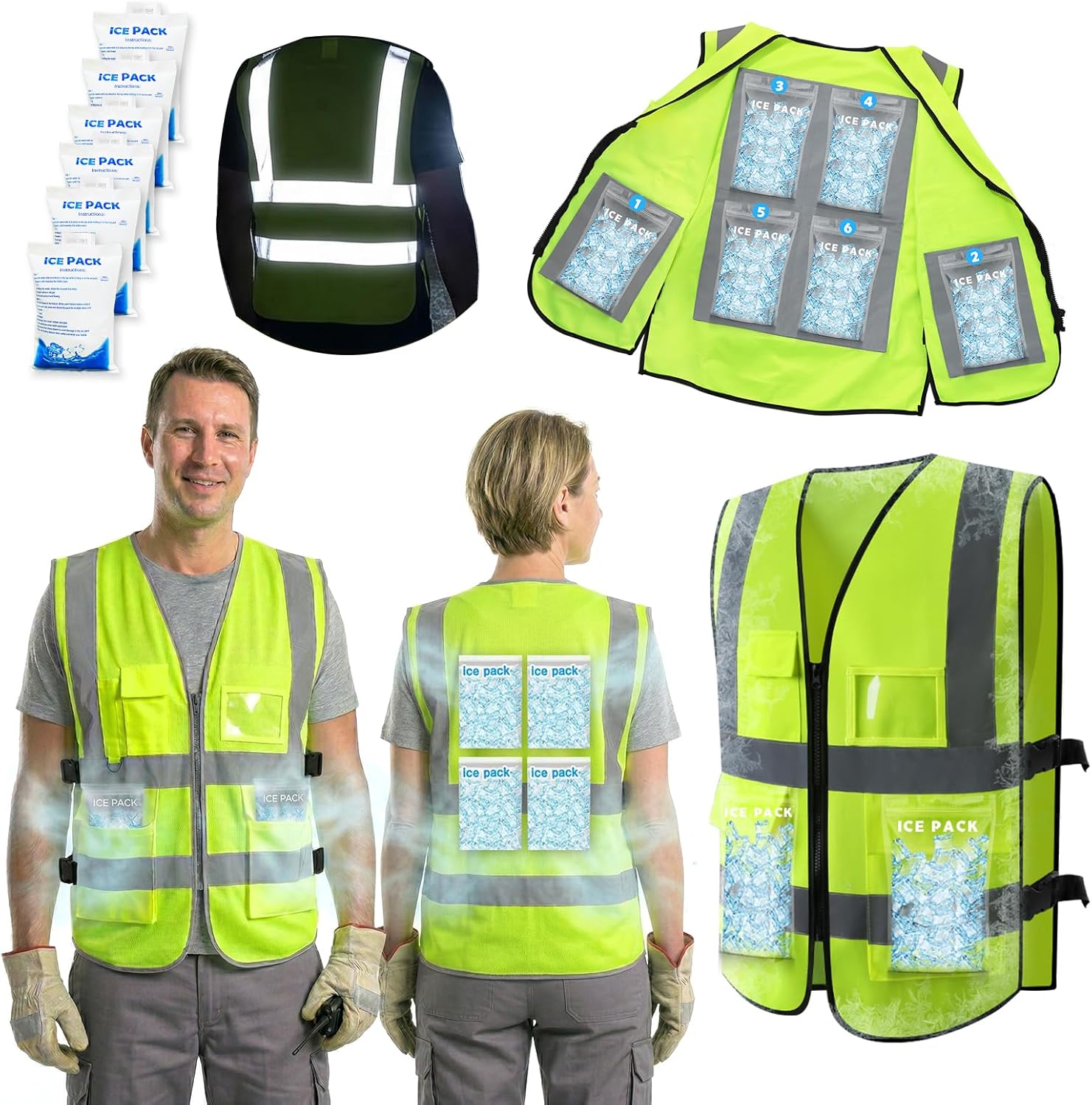 Cooling Ice Vest with 24pcs Ice Pack - Cooling Vest with Adjustable Strap Cool Vest with Pockets