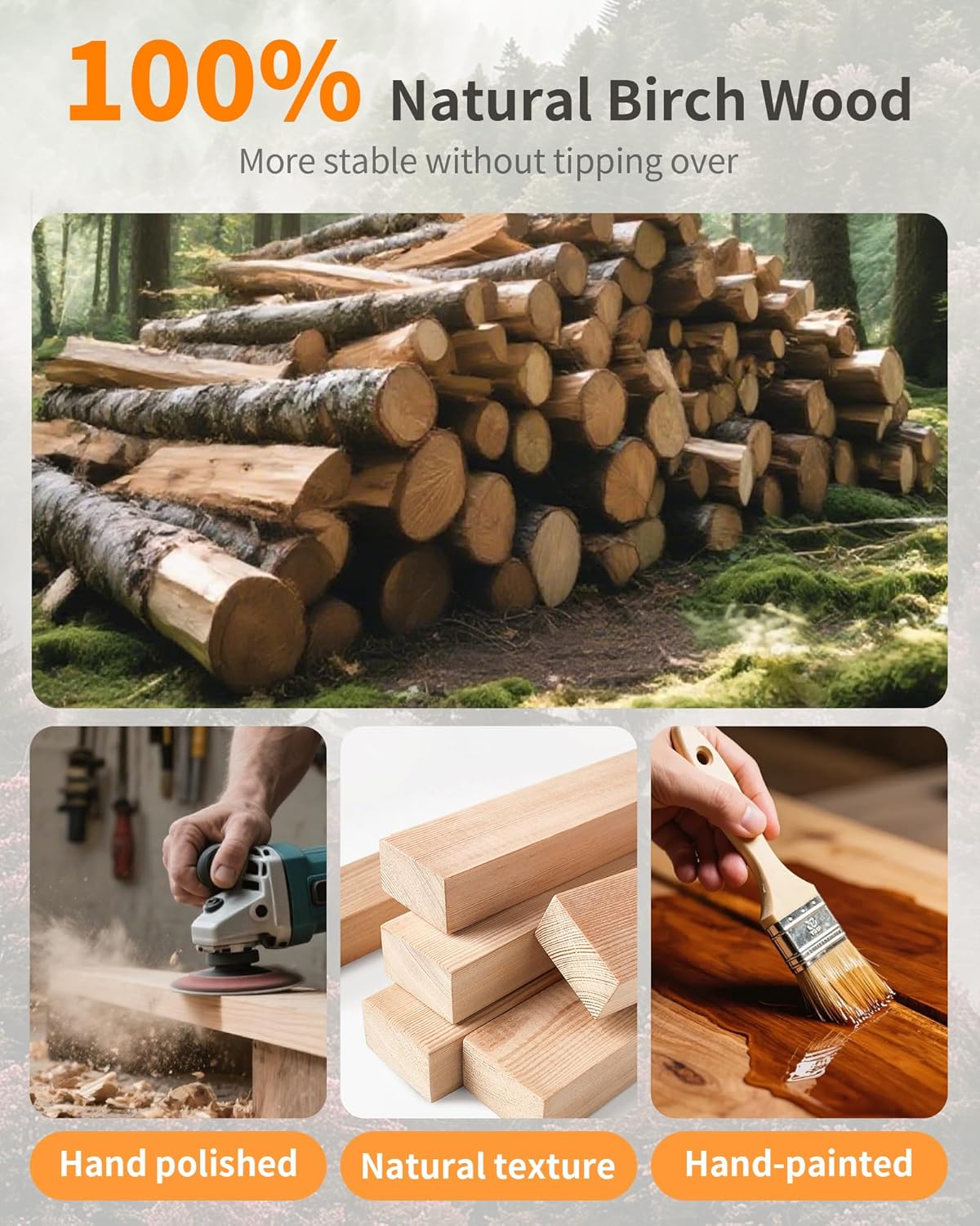 Wooden Coat Rack Stand, Solid Wood Freestanding Coat Rack, Vintage Coat Racks with 14 Hooks & Triangle Base, Standing Coat Hanger Jacket Tree Stand for Office, Entryway, Hallway