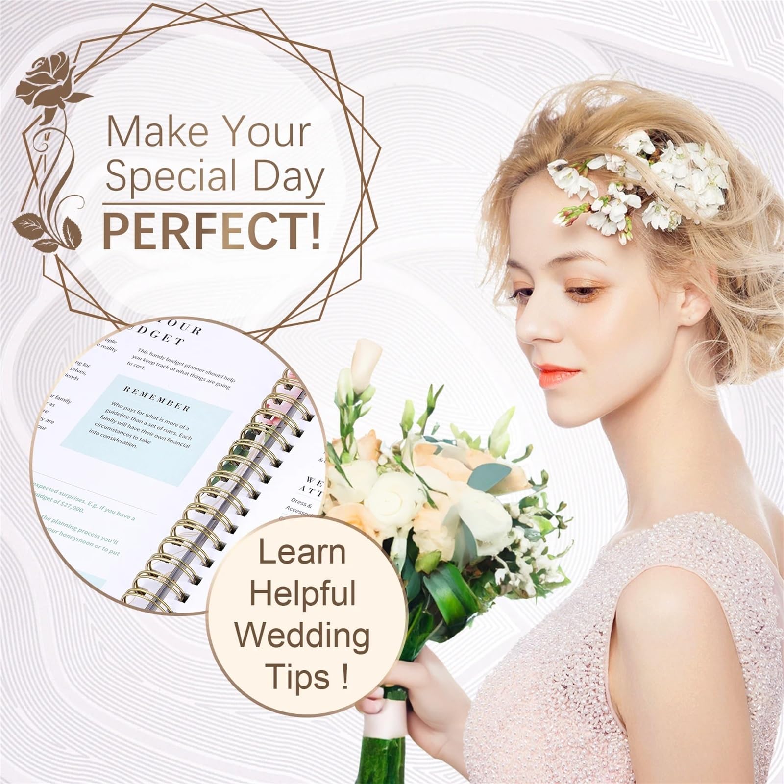 1 pz. Wedding Planner Copertina rigida Doppia spirale Libro organizzatore matrimonio Diario floreale regalo fidanzamento Album autografo sposa per Matrimoni