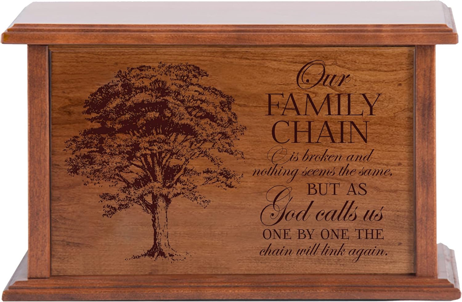 LifeSong Milestones Urns for Ashes Adult Male Urns for Human Ashes Adult Female Personalized Tree of Life Cremation Urns for Adult Ashes Large Cherry Wooden Box Funeral Service Urn - Our Family Chain