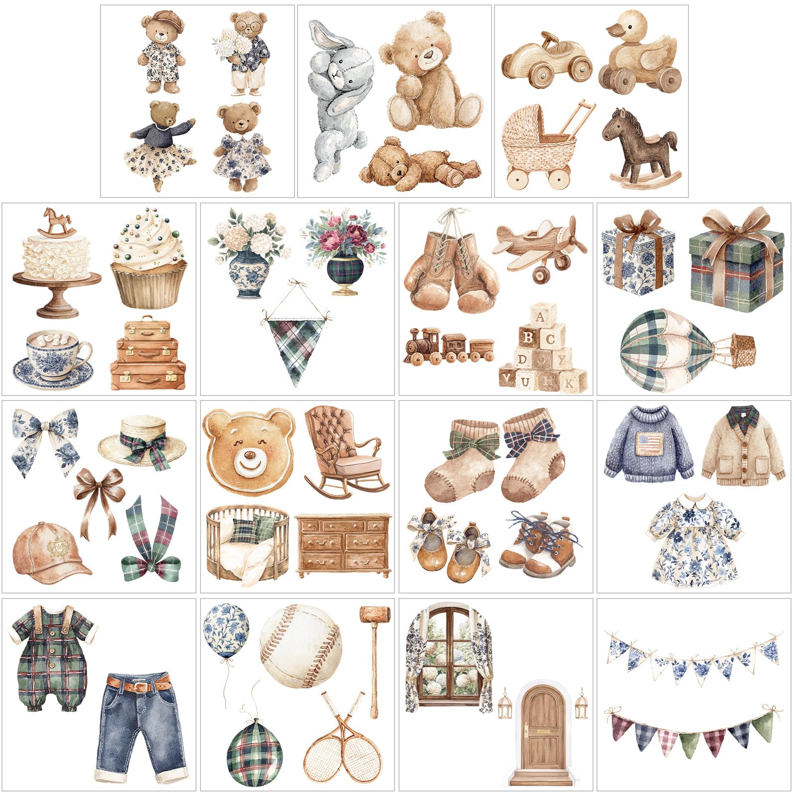 Autocollants ours en peluche pour baby shower | Déco chambre bébé et scrapbooking