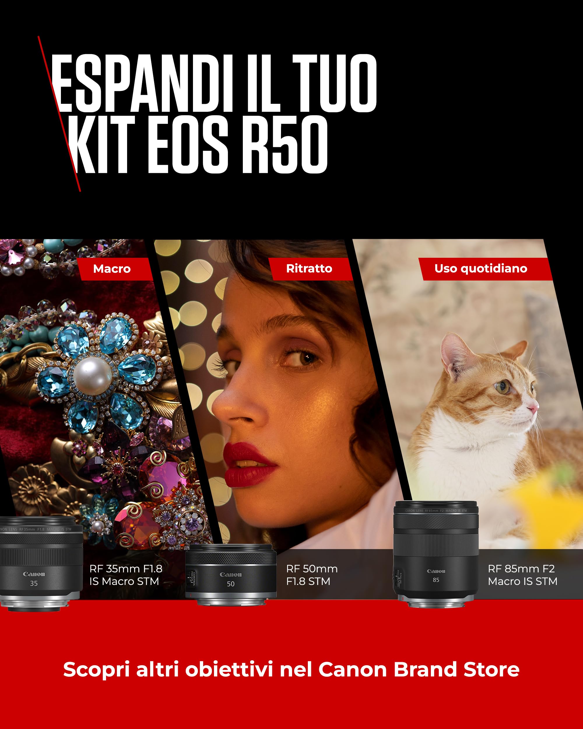 Canon EOS R50 Content Creator Kit | Fotocamera Mirrorless APS-C, 4K, WiFi, Bluetooth | Compatta, Ideale per Vlogging, per Principianti e Professionisti