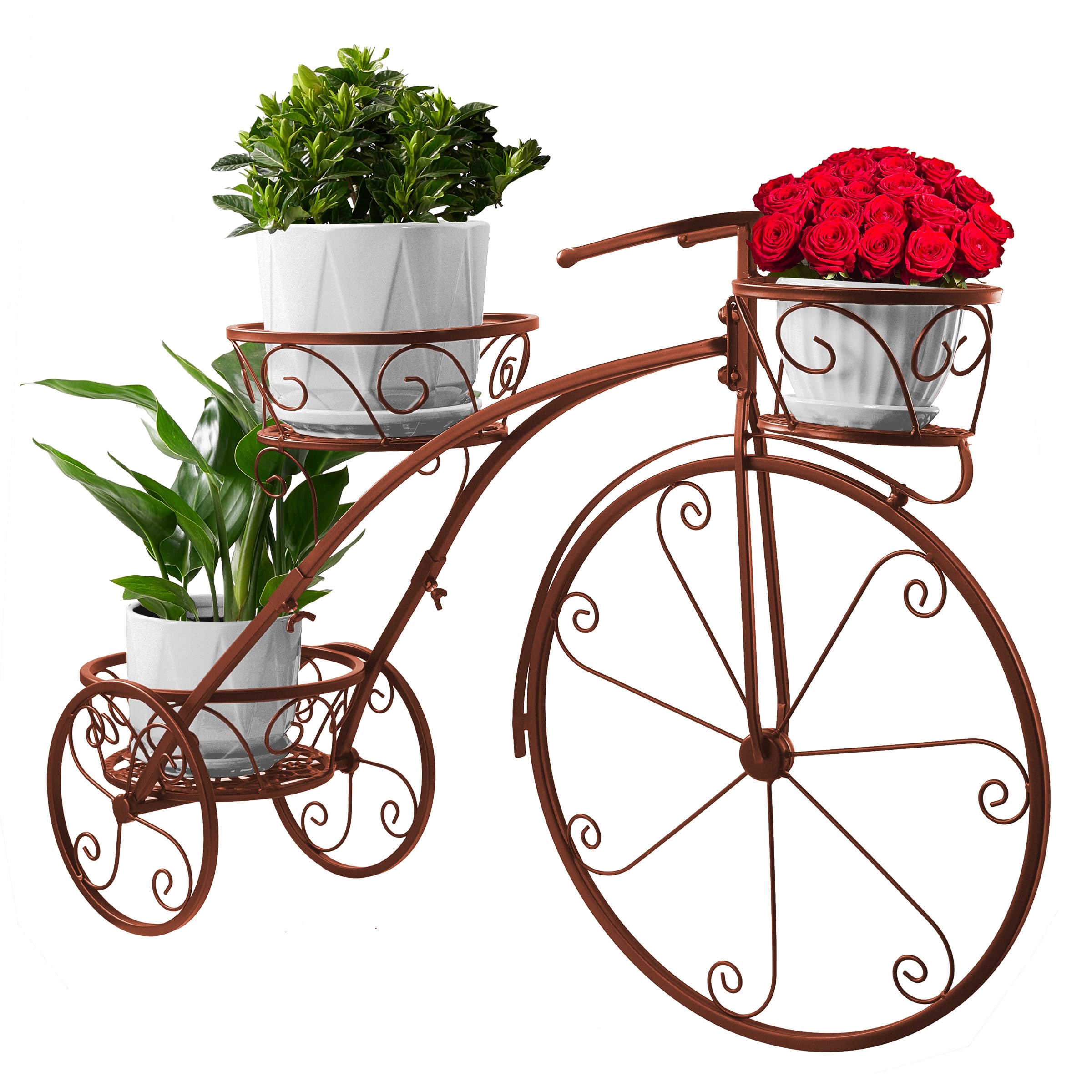 Sorbus Tricycle Plant Stand - Flower Pot Cart Holder - Ideal for Home, Garden, Patio - Great Gift for Plant Lovers, Housewarming, Mother’s Day - Parisian Style (Bronze)