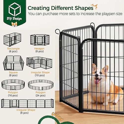 Vista 6 de Yaheetech - Corralito para perros, para uso en interiores y exteriores, valla de metal resistente para cachorros, corral de ejercicio para casa