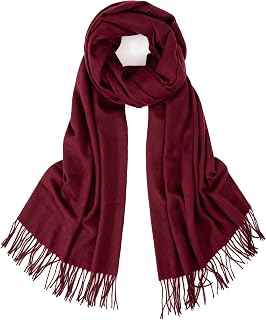 Large Scarf Cashmere-Feel Shawl for Women, Fall Winter Soft Fringe Pashmina Wrap for Wedding Bridal Evening Dresses