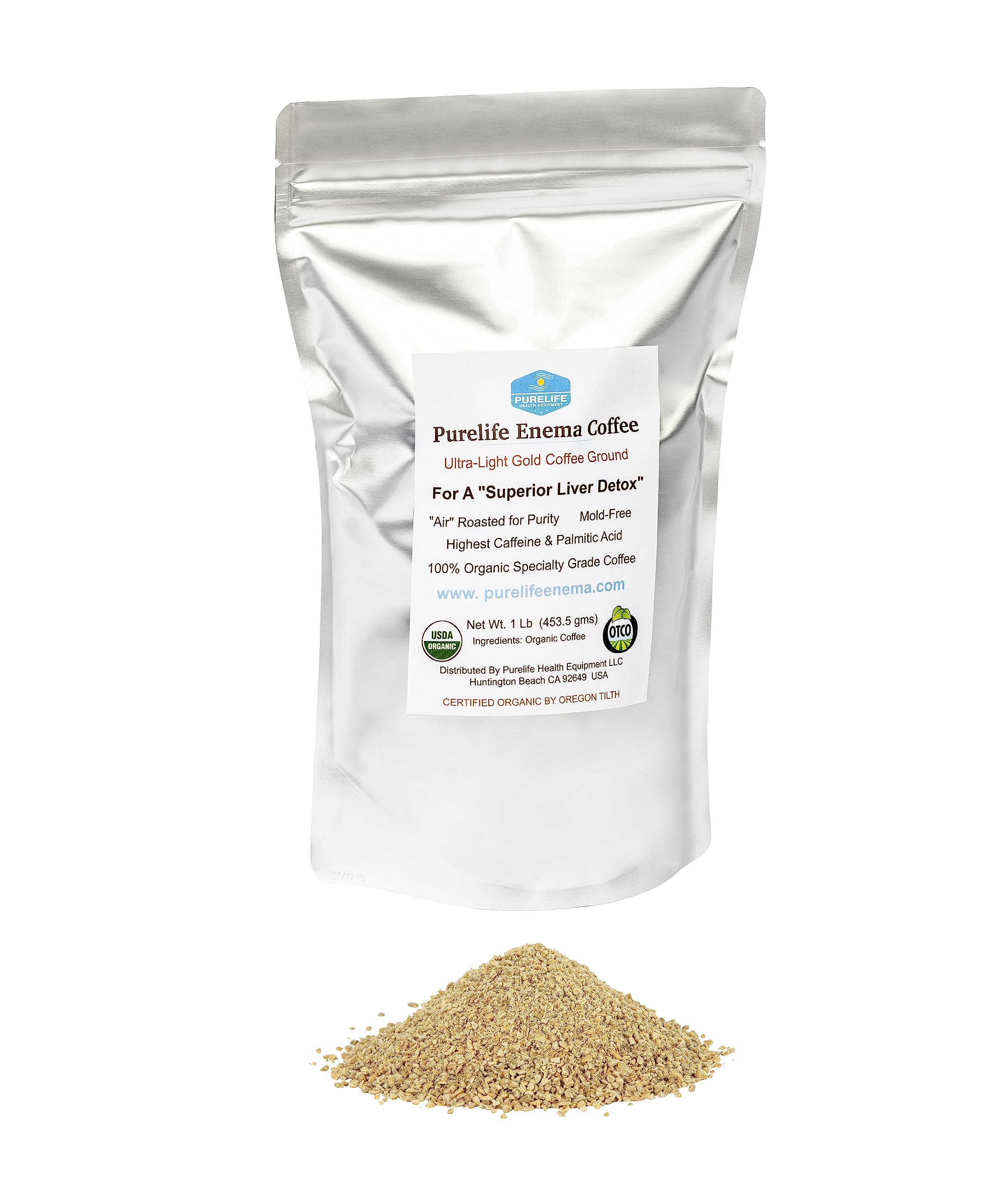 Organic Gold Enema Coffee by Purelife / 2 LBS/Lab Tested/Mold Free/High Potency Green Coffee for Liver Detox/Ships Fresh and Direct From Manufacturer