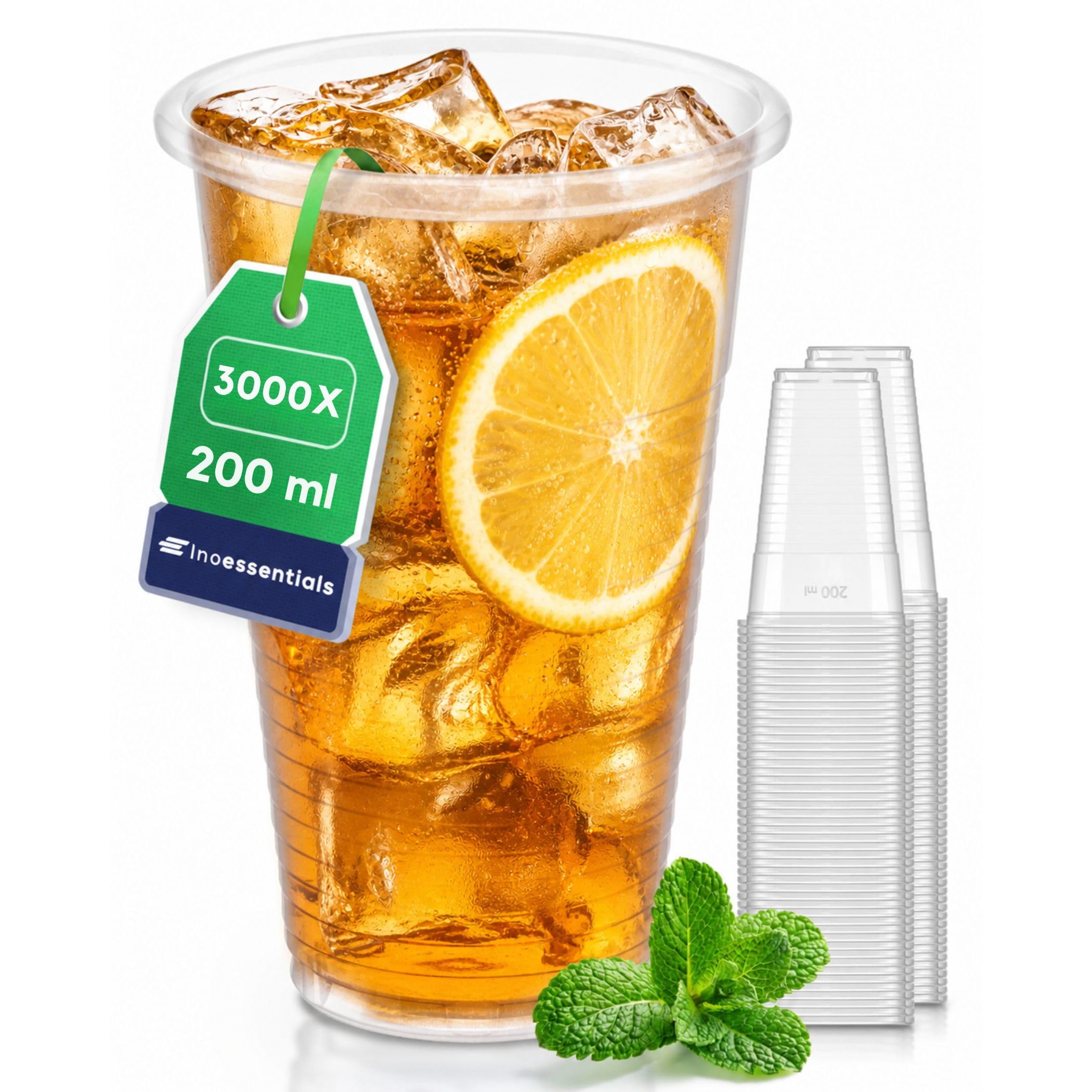 Inoverse 3000 vasos de plástico de 200 ml – Vasos de plástico para agua, refrescos, fiestas, oficina, catering y eventos, vasos de dispensación