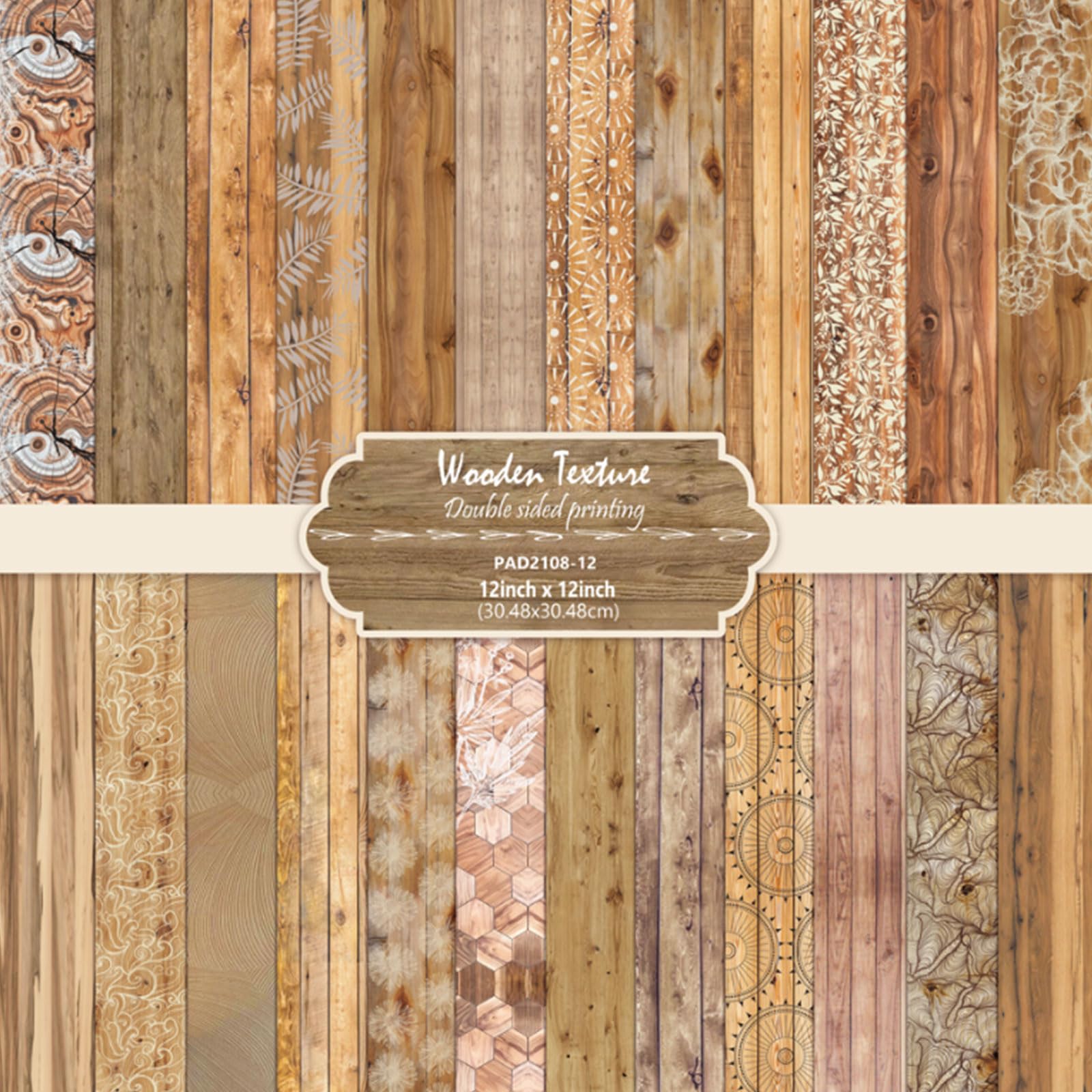 Vintage Wood Texture 12x12 Scrapbooking Cardstock Decorative Paper for Card Making Background Origami Textured Decorative Scrapbook Paper Scrapbook Materials Supplies 24 Sheets (Wooden Texture)