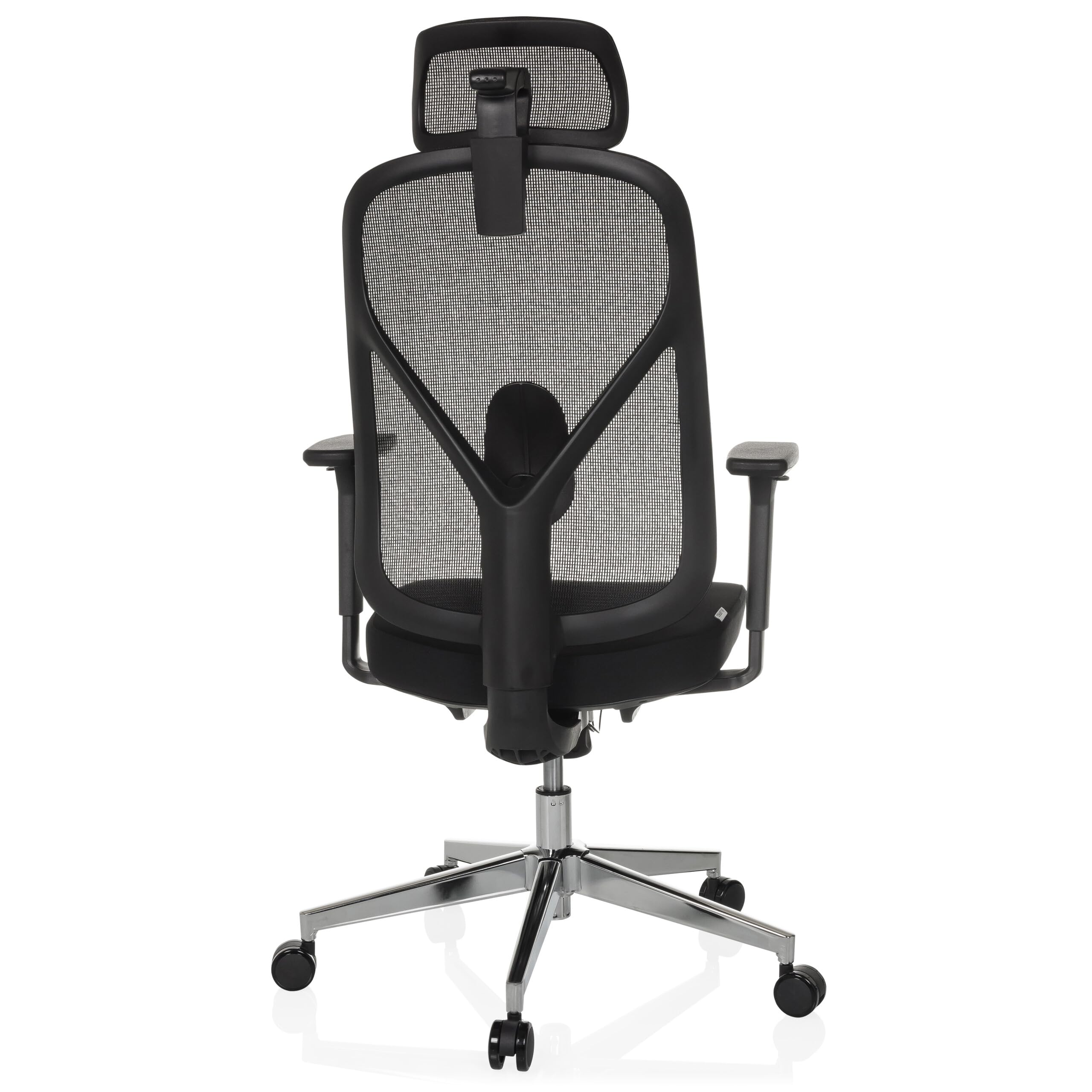 hjh OFFICE Bürostuhl ergonomisch RALOO PRO Netz Drehstuhl mit Verstellbarer Kopf- und Lordosenstütze, Sitztiefenverstellung, Schwarz