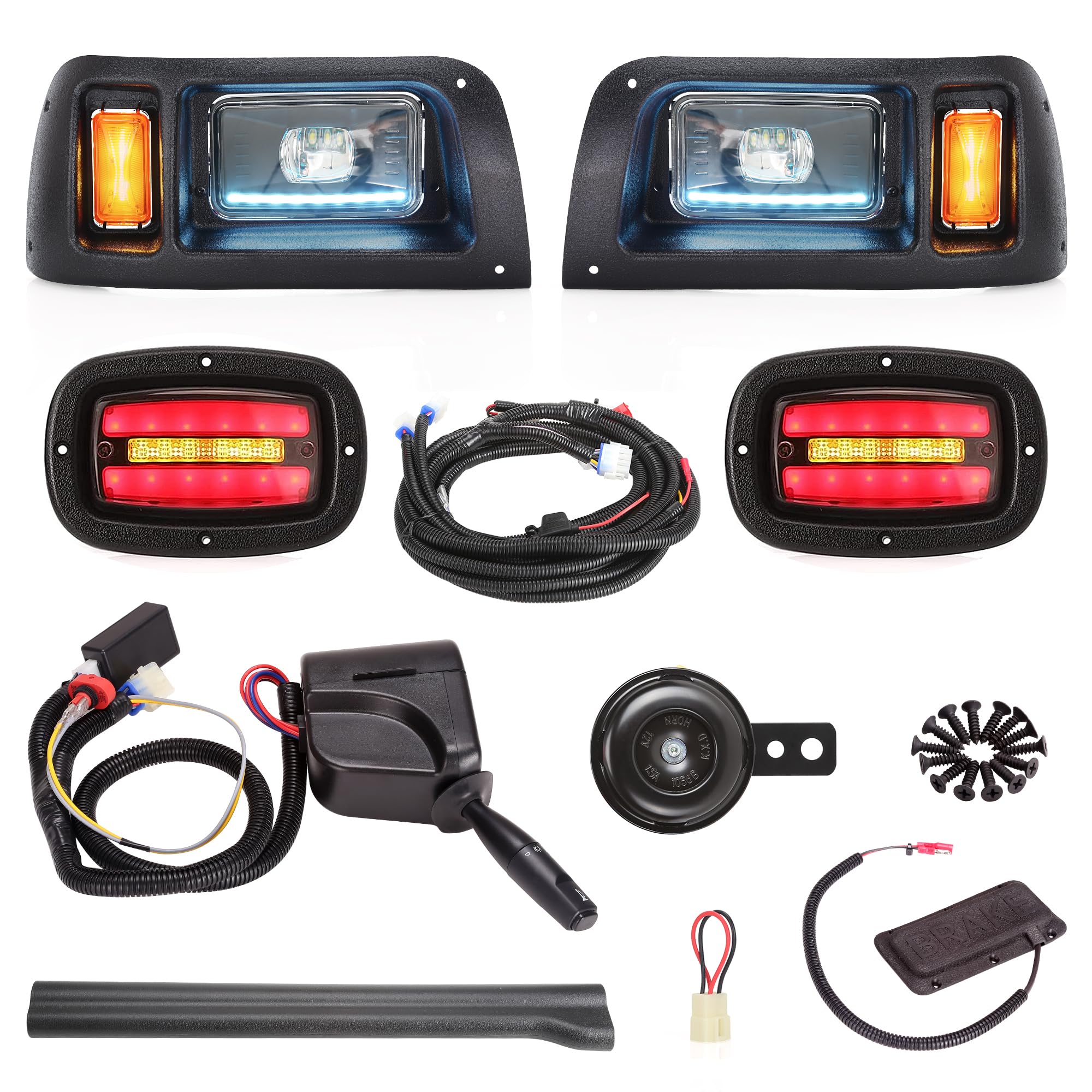 10L0L Golf Cart Deluxe LED Scheinwerfer Rücklicht Kit für Club Car DS Gas & Electric Modelle, mit Tagfahrlicht Abblendlicht Blinker Funktion