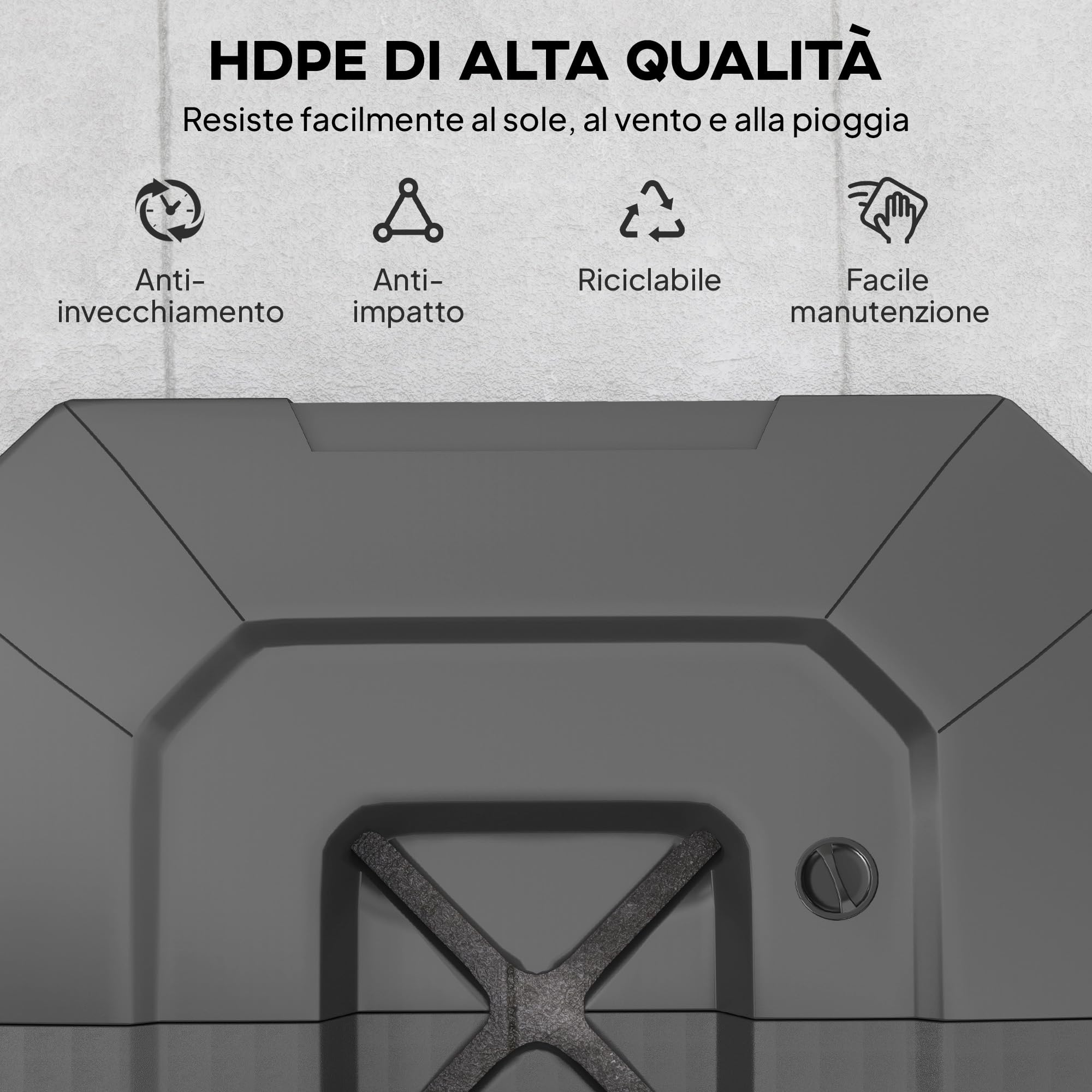 Outsunny Set 2 Pesi per Ombrellone Riempibili in HDPE 101x101x12cm Nero
