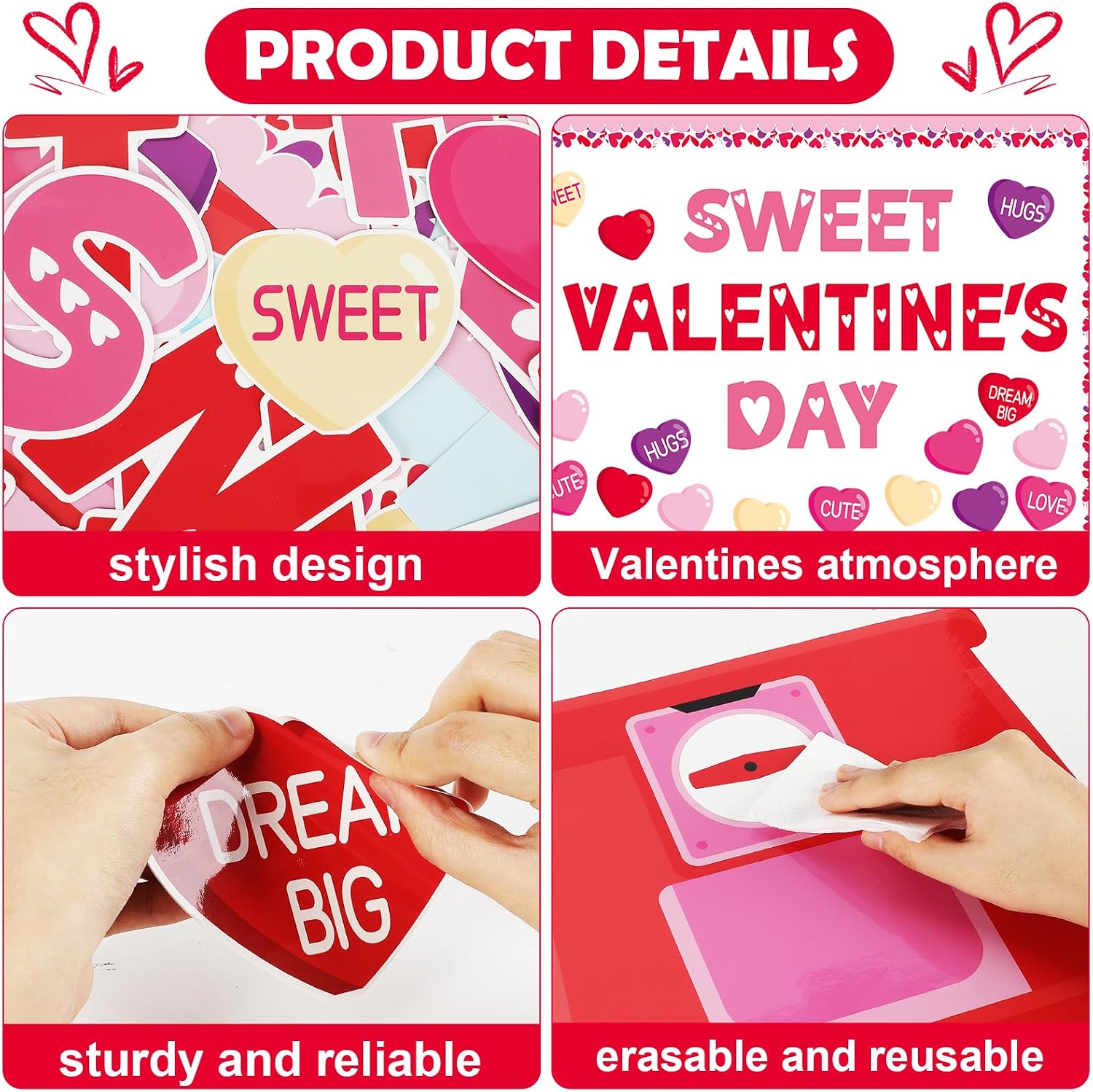 Valentine's Day Bulletin Board Decorations Valentines Bubble Gumball Classroom Decorations Love Heart Bulletin Board Set Colorful Sweethearts Valentines Day Paper Cutouts for School Party Supplies