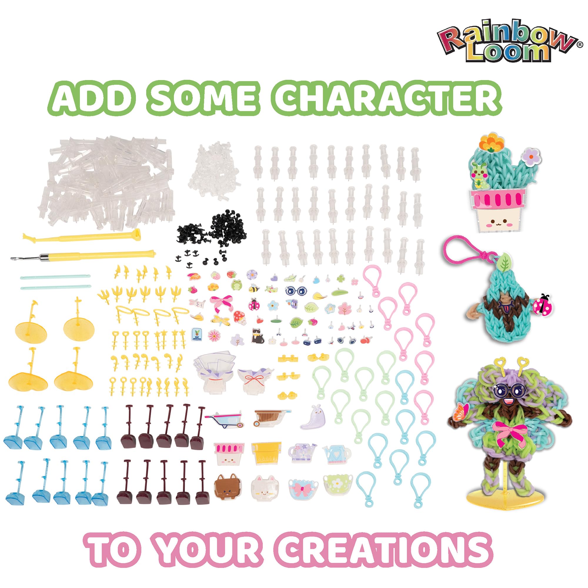 Rainbow Loom: 360 Free Form - Juego de creaciones de manualidades, telar personalizable, 2800 bandas de goma, más de 60 accesorios, haz personajes, dijes y más, niños mayores de 8 años
