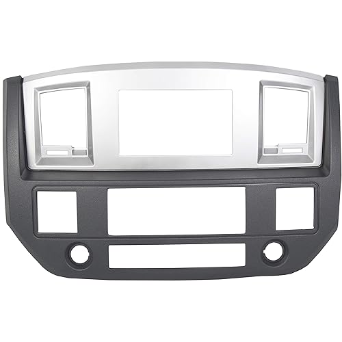 ECOTRIC Stereo Radio Double Din Dash Install Bezel Kit Compatible with 2006-2009 Dodge Ram Truck Silver Slate Gray Replacement for GNT56215007
