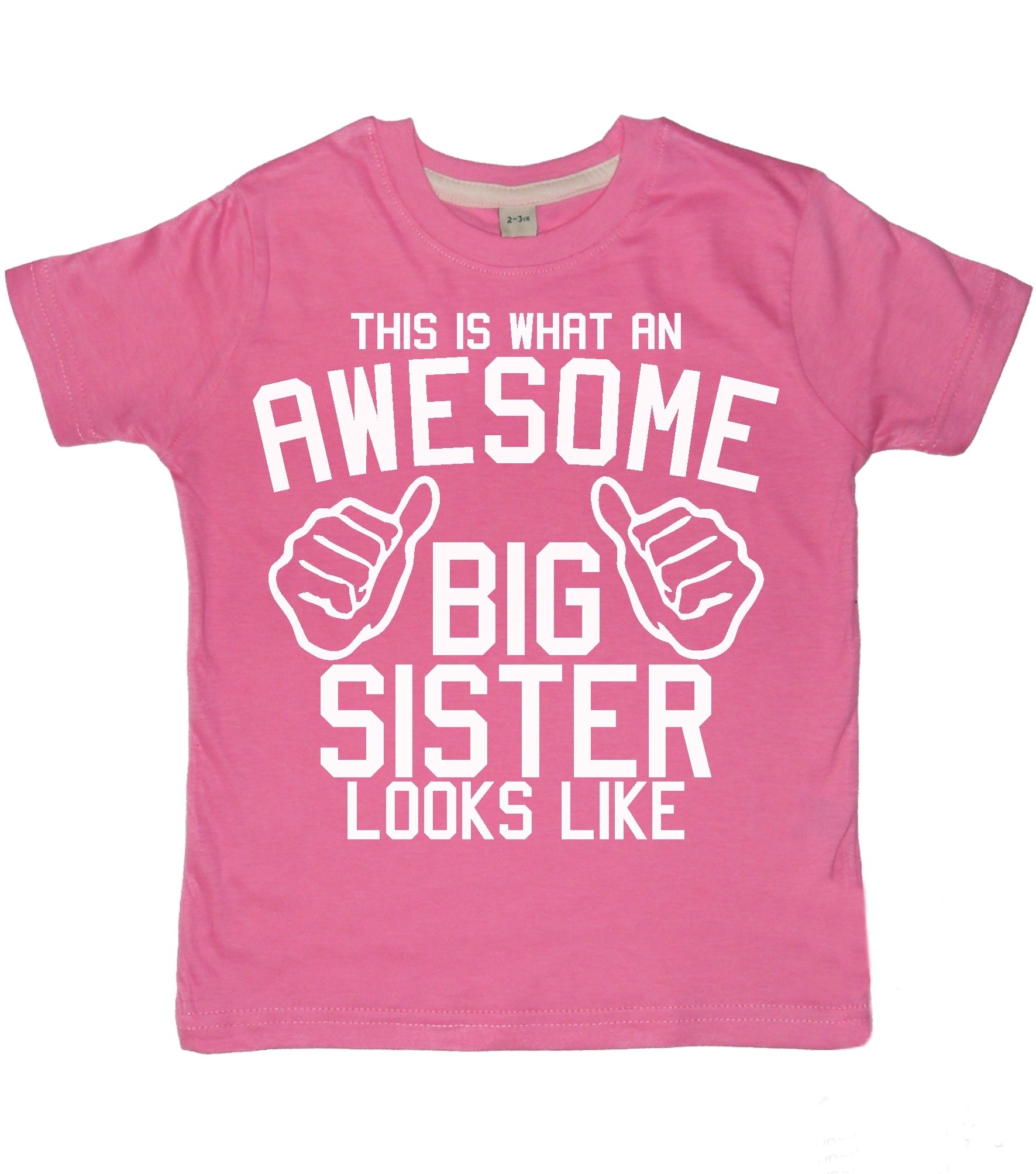 Edward Sinclair | 12-14 Years | This is What an Awesome Big Sister Looks Like | Bubblegum Pink | White Glitter Print | Kids T-Shirt |