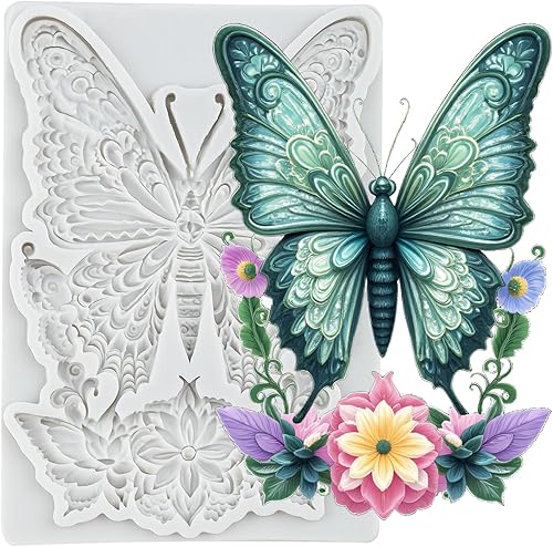 Miniatura 10 de Moldes de silicona de mariposa para fondant de mariposa para decoración de pasteles de caramelo de chocolate, decoración de cupcakes, pasta de goma